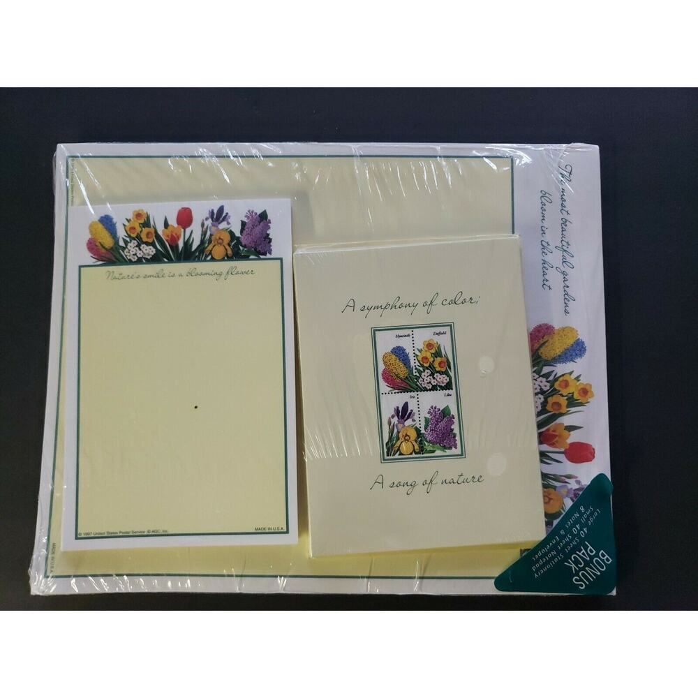 Vintage 1997 Garden Flowers USPS Bonus Pack Stationary Note Cards Set New U184